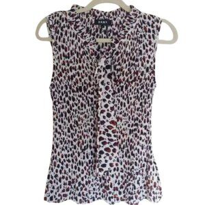 DKNY Leopard Print Pleated Sleeveless Top